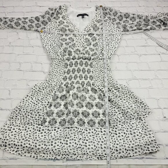 White House Black Market Mixed Print Tiered Blouson Dress size XXS - Picture 2 of 12